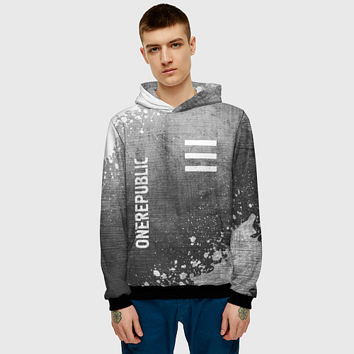 Мужская толстовка OneRepublic - grey gradient вертикально / 3D-Черный – фото 3