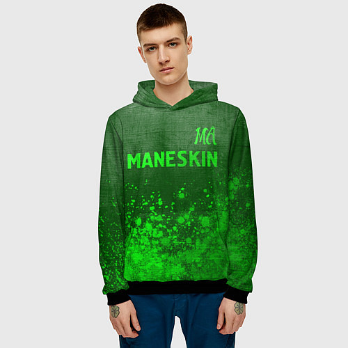 Мужская толстовка Maneskin - green gradient посередине / 3D-Черный – фото 3
