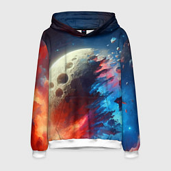 Толстовка-худи мужская Разрыв космического тела - нейроарт, цвет: 3D-белый