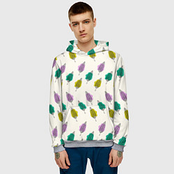 Толстовка-худи мужская Листья на пятнах, цвет: 3D-меланж — фото 2