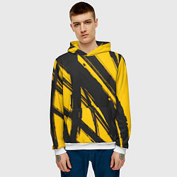 Толстовка-худи мужская Абстракция на желтом, цвет: 3D-белый — фото 2