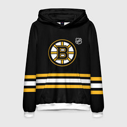 Толстовка-худи мужская Бостон Брюинз хоккей, цвет: 3D-белый