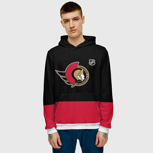 Мужская толстовка Оттава Сенаторз хоккей / 3D-Белый – фото 3