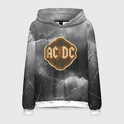 Толстовка-худи мужская ACDC ретро логотип, цвет: 3D-белый