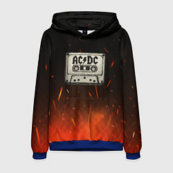 Толстовка-худи мужская ACDC лого на кассете, цвет: 3D-синий