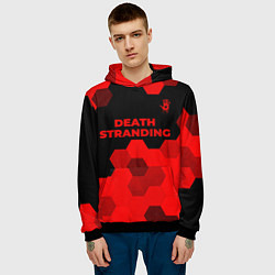 Толстовка-худи мужская Death Stranding - red gradient посередине, цвет: 3D-черный — фото 2