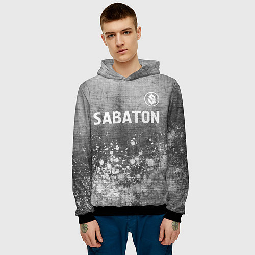 Мужская толстовка Sabaton - grey gradient посередине / 3D-Черный – фото 3