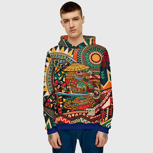 Мужская толстовка Цветной самурай / 3D-Синий – фото 3