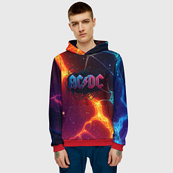 Толстовка-худи мужская ACDC логотип в градиенте, цвет: 3D-красный — фото 2