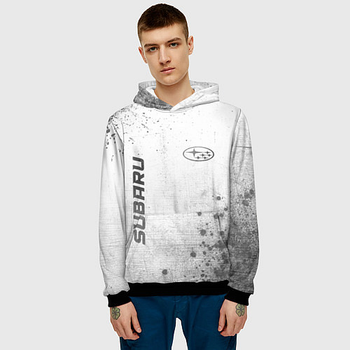 Мужская толстовка Subaru - white gradient вертикально / 3D-Черный – фото 3