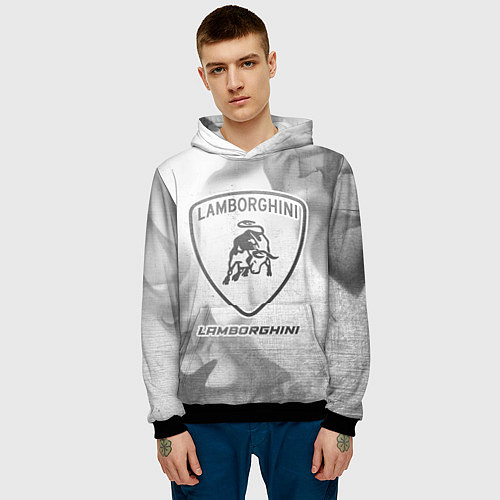 Мужская толстовка Lamborghini - white gradient / 3D-Черный – фото 3