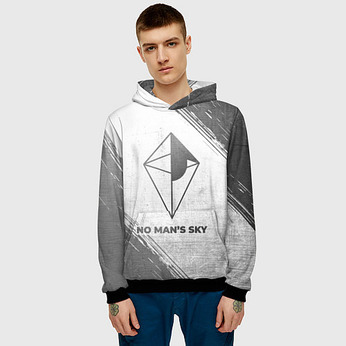 Мужская толстовка No Mans Sky - white gradient / 3D-Черный – фото 3