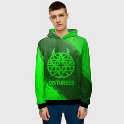 Толстовка-худи мужская Disturbed - green gradient, цвет: 3D-черный — фото 2