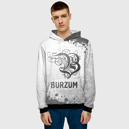 Мужская толстовка Burzum - white gradient / 3D-Черный – фото 3