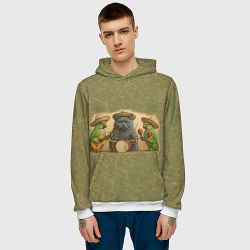 Мужская толстовка Надежды маленький оркестрик в оливковом / 3D-Белый – фото 3