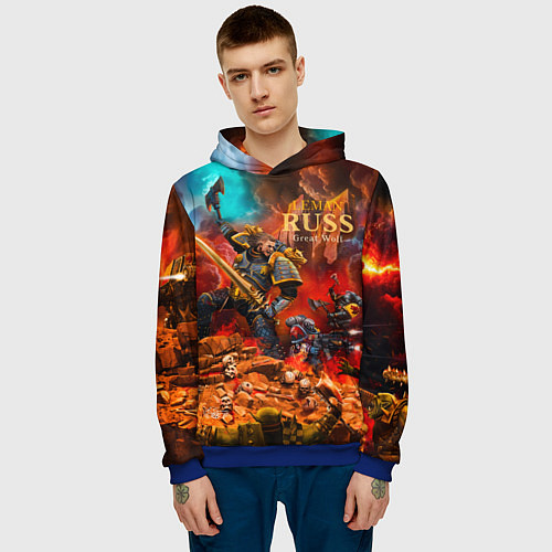 Мужская толстовка Лман Русс примарх Космических Волков / 3D-Синий – фото 3