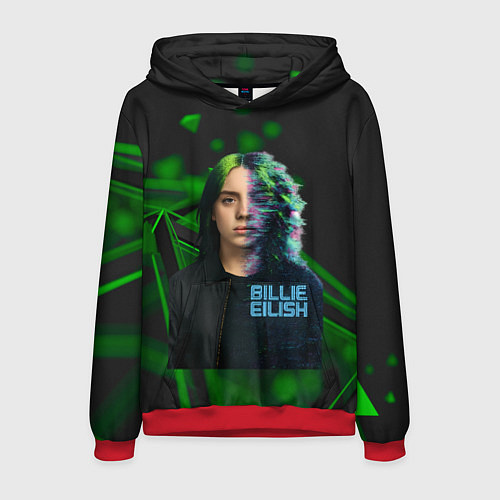 Мужская толстовка Билли Айлиш глитч стиль / 3D-Красный – фото 1