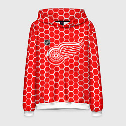 Толстовка-худи мужская Детройт Ред Уингз - красные соты, цвет: 3D-белый