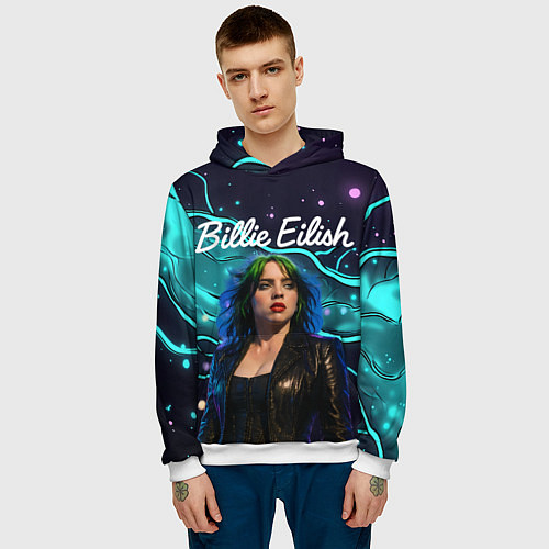 Мужская толстовка Певица Билли Айлиш / 3D-Белый – фото 3