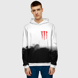 Толстовка-худи мужская Monster energy splash smoke, цвет: 3D-белый — фото 2