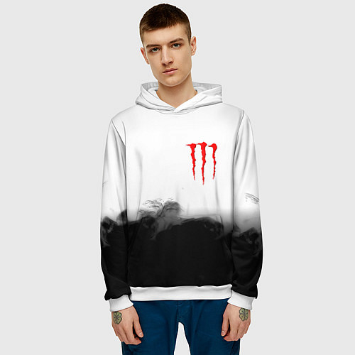 Мужская толстовка Monster energy splash smoke / 3D-Белый – фото 3