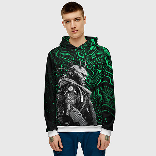 Мужская толстовка Японский кибернетический Они / 3D-Белый – фото 3