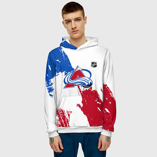 Мужская толстовка Колорадо Эвеланш - брызги красок / 3D-Белый – фото 3