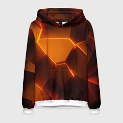 Толстовка-худи мужская Оранжевые объемные пластины, цвет: 3D-белый