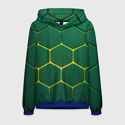 Толстовка-худи мужская Зеленые плиты с желтым светом, цвет: 3D-синий
