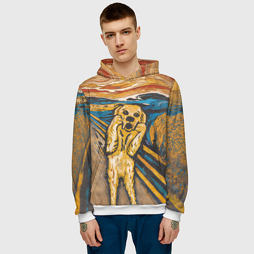 Мужская толстовка Крик - Пёс / 3D-Белый – фото 3