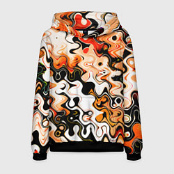 Толстовка-худи мужская Абстракция разлитые краски оранжевый, цвет: 3D-черный
