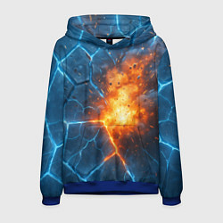 Толстовка-худи мужская Взрыв из объемных плит, цвет: 3D-синий
