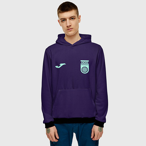 Мужская толстовка ФК Уфа - форма с текстурой / 3D-Черный – фото 3