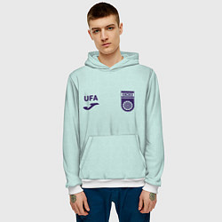 Толстовка-худи мужская Фк Уфа - мятный цвет и текстура, цвет: 3D-белый — фото 2