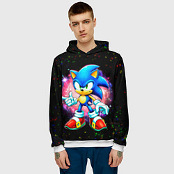 Толстовка-худи мужская Sonic in space, цвет: 3D-белый — фото 2