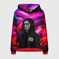 Толстовка-худи мужская Bones в наушниках, цвет: 3D-красный