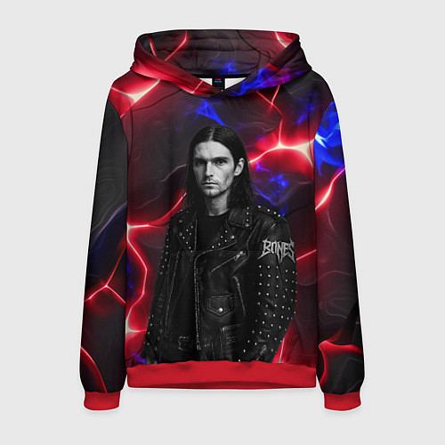 Мужская толстовка Bones в косухе / 3D-Красный – фото 1
