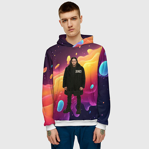 Мужская толстовка Bones во весь рост в черной одежде / 3D-Белый – фото 3
