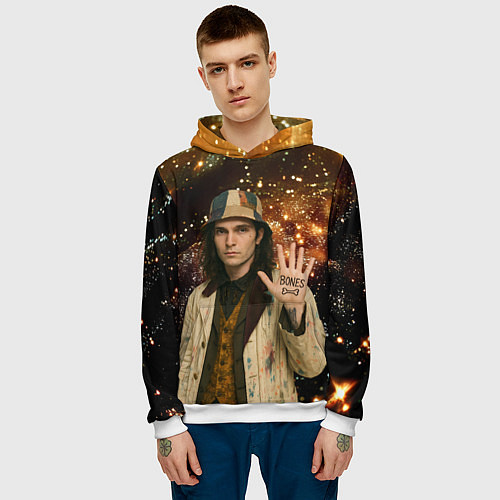 Мужская толстовка Bones в панаме / 3D-Белый – фото 3