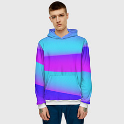 Толстовка-худи мужская Неоновый прилив, цвет: 3D-белый — фото 2