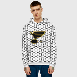 Толстовка-худи мужская Сент Луис Блюз - белые соты, цвет: 3D-белый — фото 2