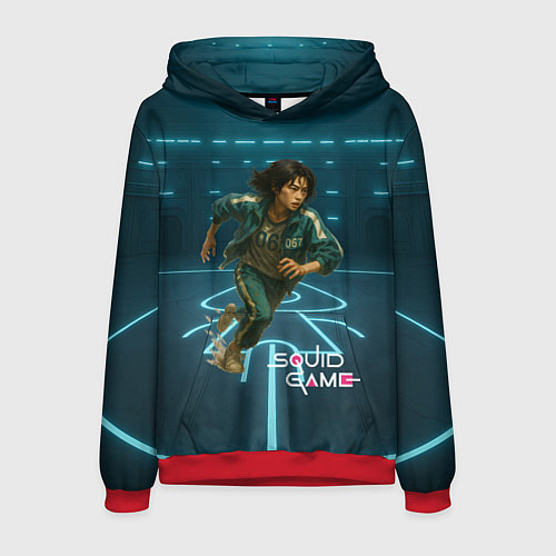 Мужская толстовка Игра в кальмара - игрок 067 бежит / 3D-Красный – фото 1