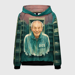 Толстовка-худи мужская Игра в кальмара игрок 001, цвет: 3D-черный