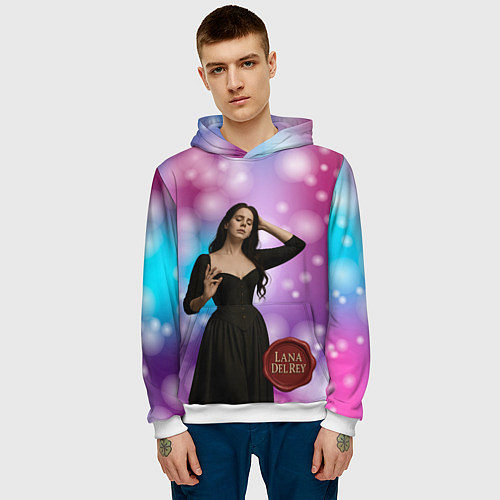 Мужская толстовка Lana Del Rey закрыла глаза / 3D-Белый – фото 3
