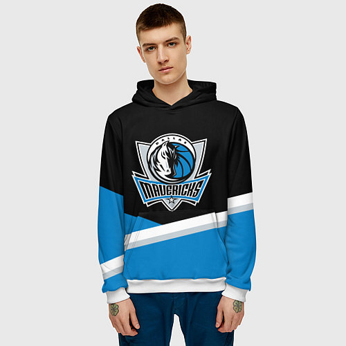 Мужская толстовка Даллас Маверикс - линии / 3D-Белый – фото 3