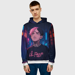 Толстовка-худи мужская LiL Peep - Неоновый аниме арт, цвет: 3D-белый — фото 2