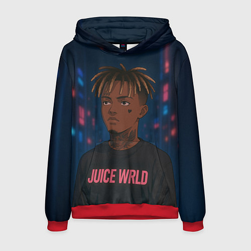 Мужская толстовка Juice WRLD - Неоновый аниме арт / 3D-Красный – фото 1