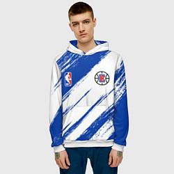 Толстовка-худи мужская Клипперс - синяя краска, цвет: 3D-белый — фото 2