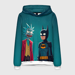 Толстовка-худи мужская Рик в образе Джокера и Бэтмен, цвет: 3D-белый