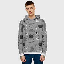 Толстовка-худи мужская Halloween grey, цвет: 3D-белый — фото 2